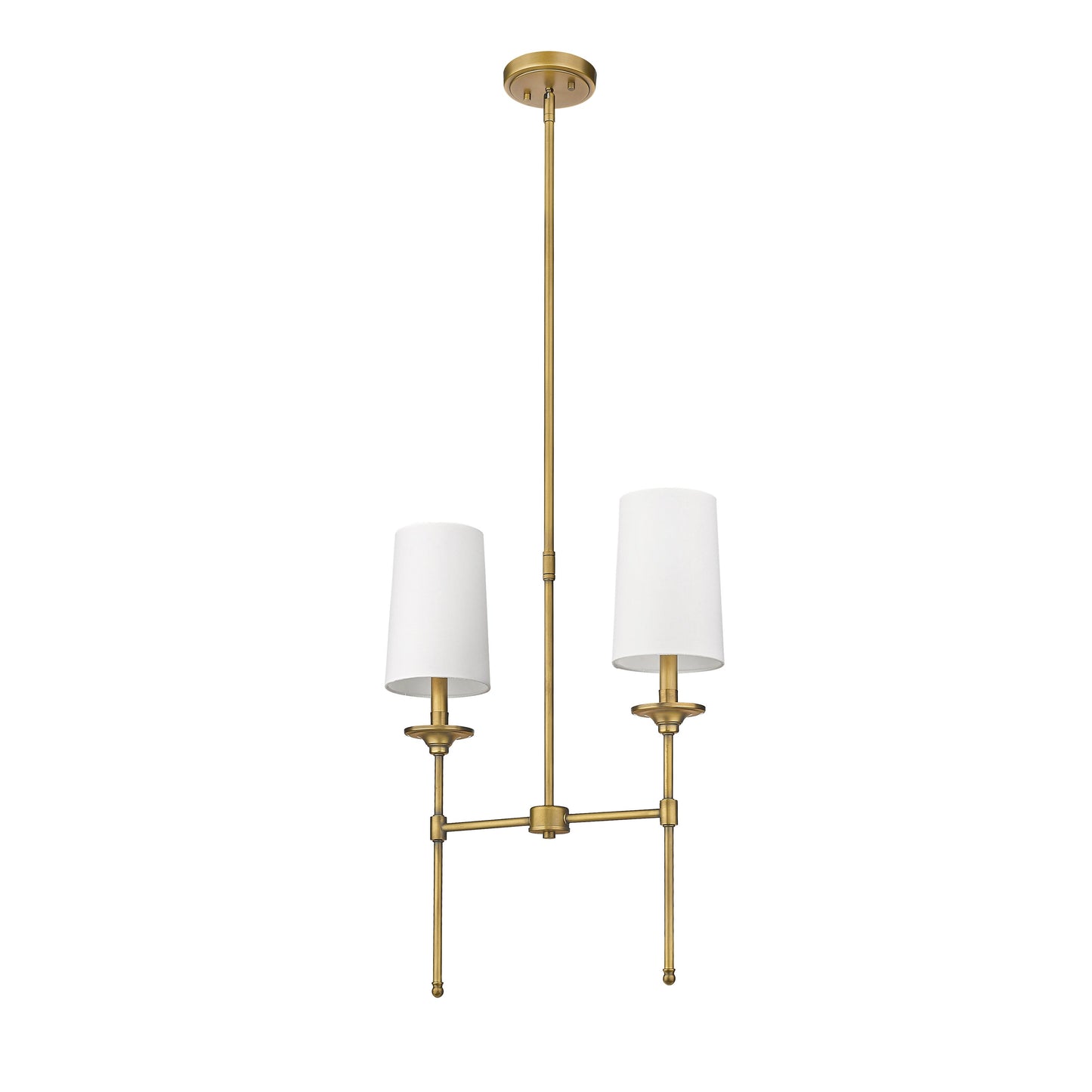 Emily Linear Chandelier – Modern Brass & Fabric Shade Island Light