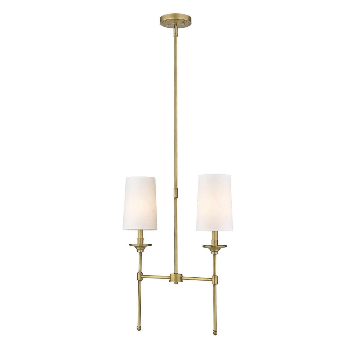 Emily Linear Chandelier – Modern Brass & Fabric Shade Island Light