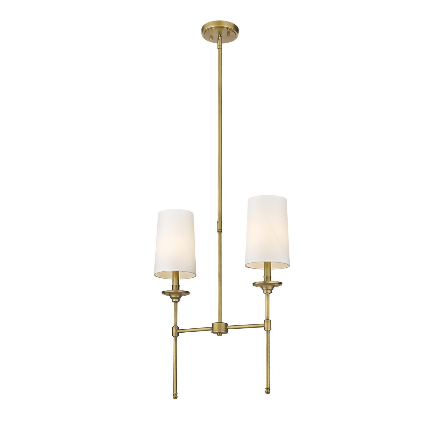 Emily Linear Chandelier – Modern Brass & Fabric Shade Island Light