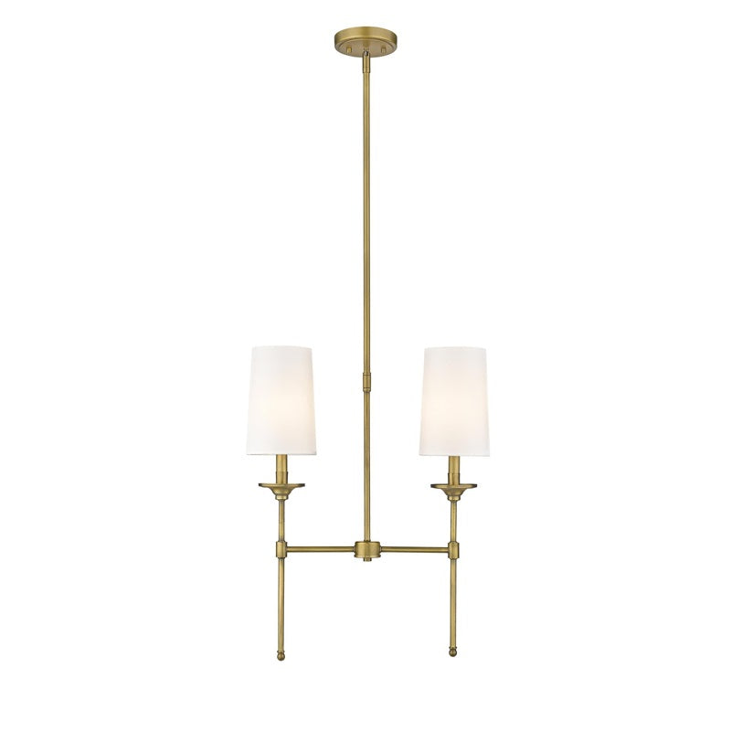 Emily Linear Chandelier – Modern Brass & Fabric Shade Island Light