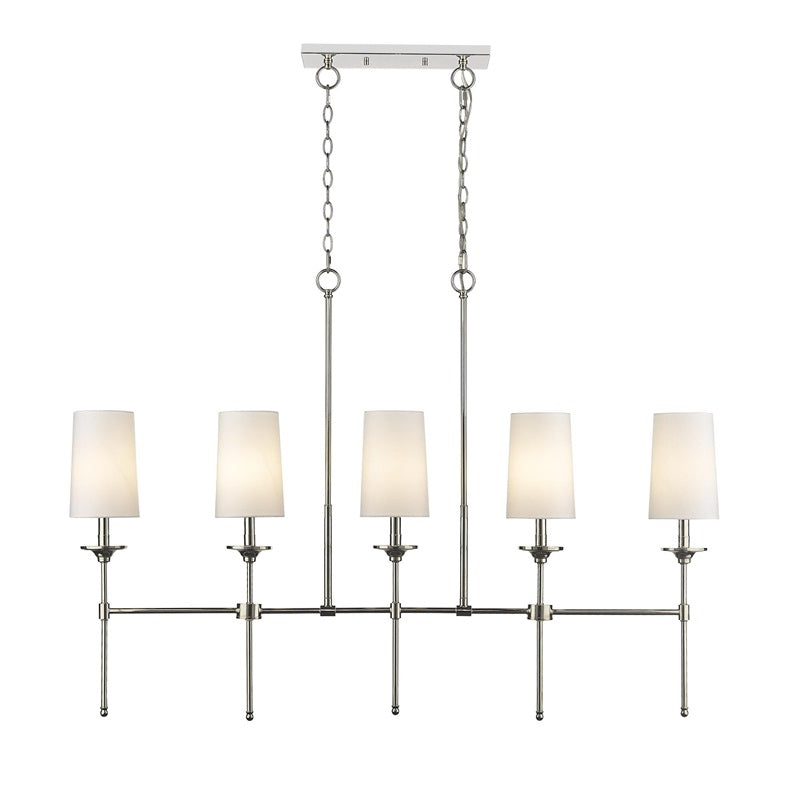 Emily Linear Chandelier – Modern Brass & Fabric Shade Island Light