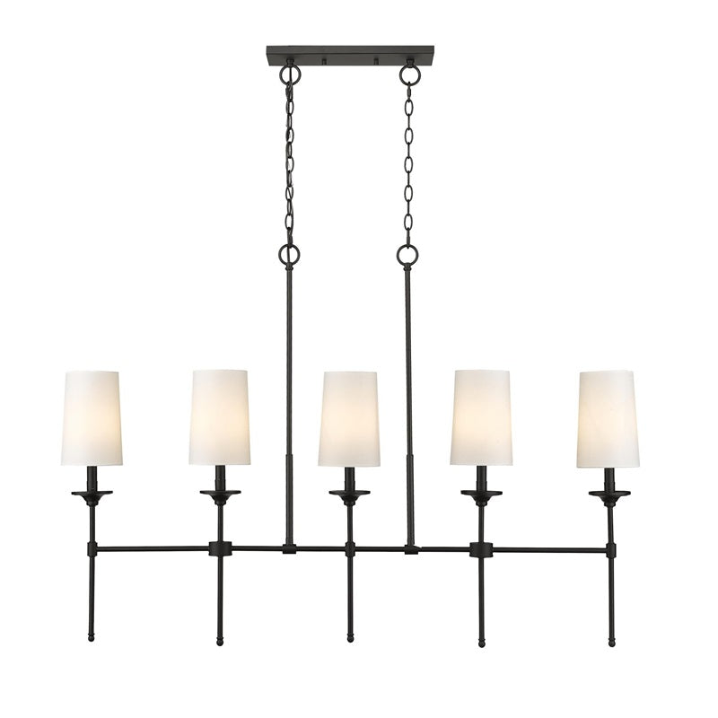 Emily Linear Chandelier – Modern Brass & Fabric Shade Island Light