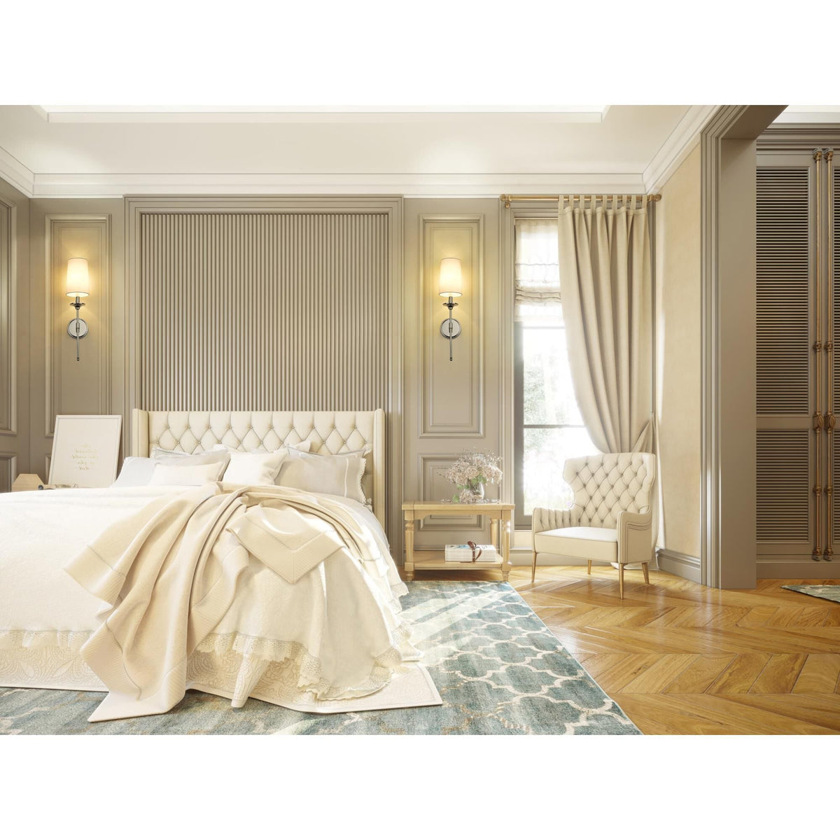 Emily Wall Lamp – Slender Brass Sconce with Fabric Shade