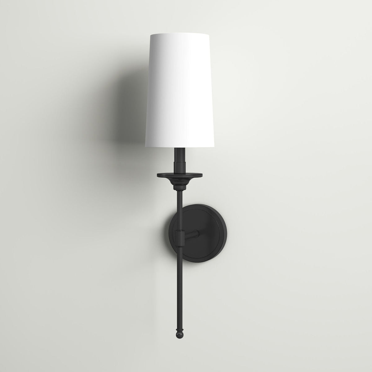 Emily Wall Lamp – Slender Brass Sconce with Fabric Shade