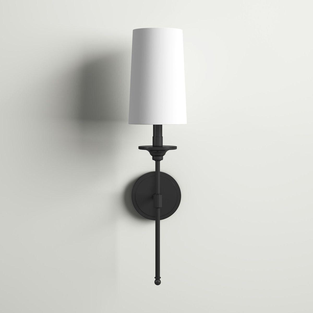 Emily Wall Lamp – Slender Brass Sconce with Fabric Shade