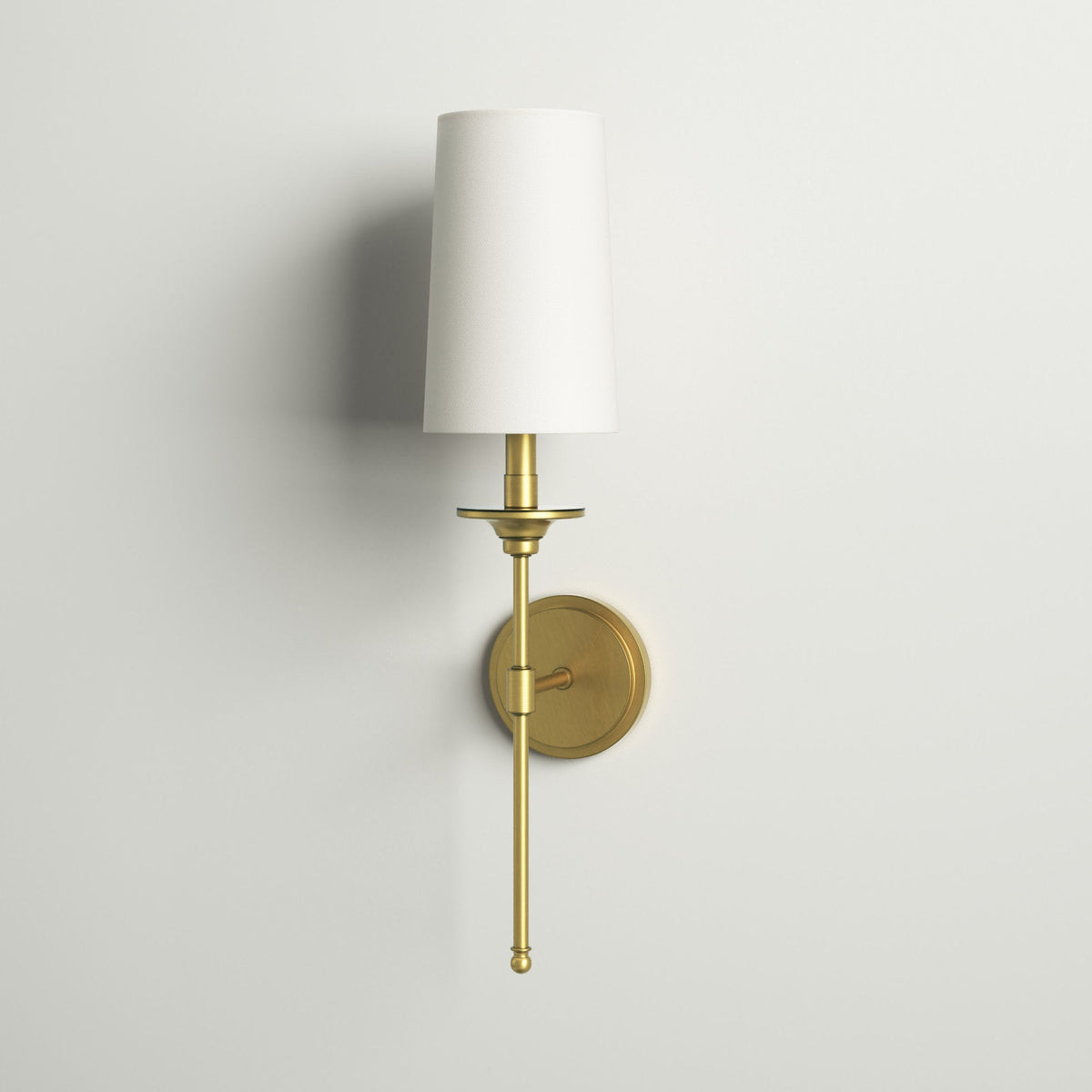 Emily Wall Lamp – Slender Brass Sconce with Fabric Shade