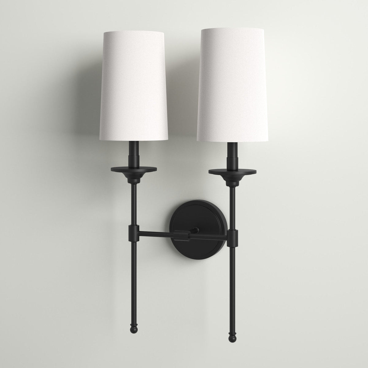 Emily Wall Lamp – Slender Brass Sconce with Fabric Shade