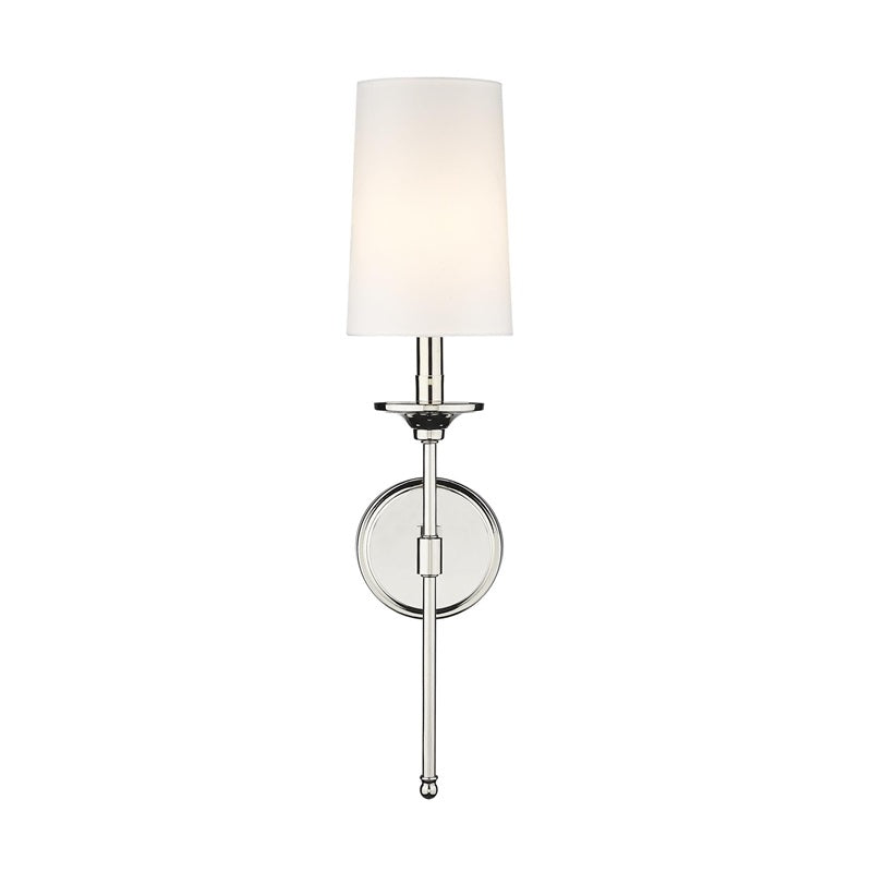 Emily Wall Lamp – Slender Brass Sconce with Fabric Shade
