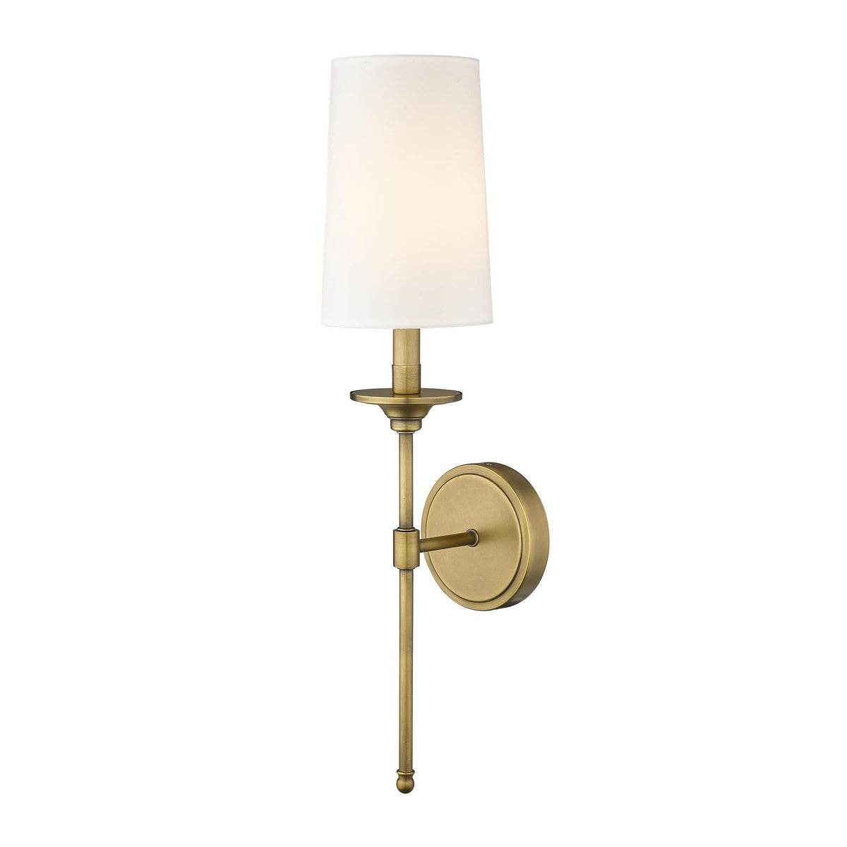 Emily Wall Lamp – Slender Brass Sconce with Fabric Shade