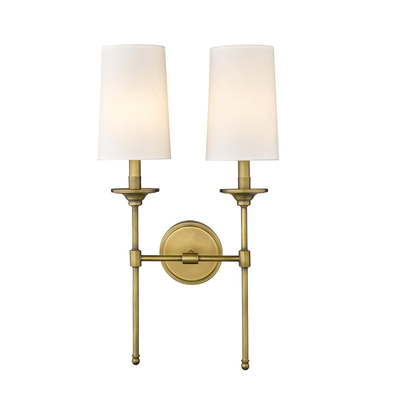 Emily Wall Lamp – Slender Brass Sconce with Fabric Shade