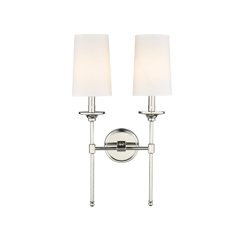 Emily Wall Lamp – Slender Brass Sconce with Fabric Shade
