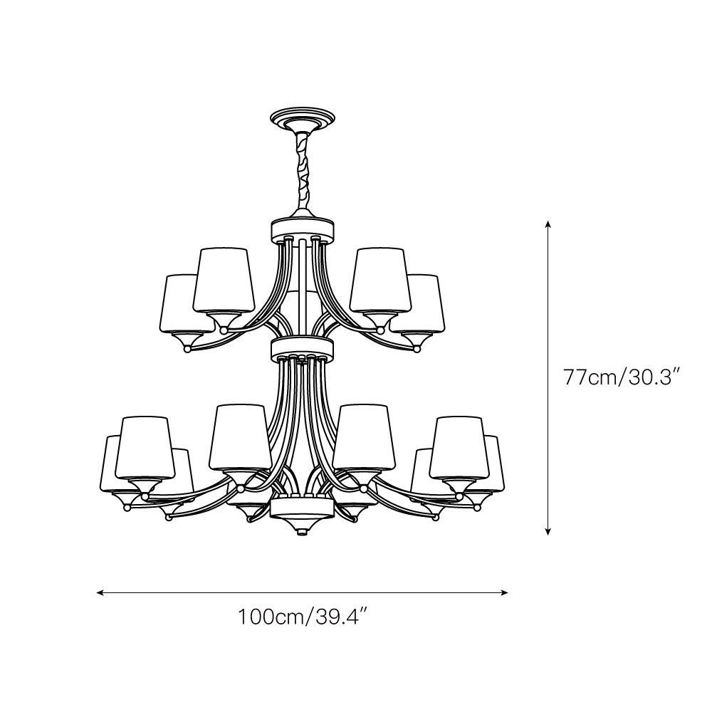Enclave Chandelier – Antique Brass Multi-Tier Glass Shade Statement Light