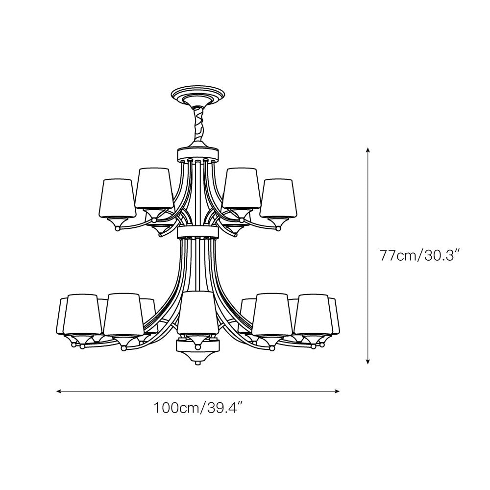 Enclave Chandelier – Antique Brass Multi-Tier Glass Shade Statement Light