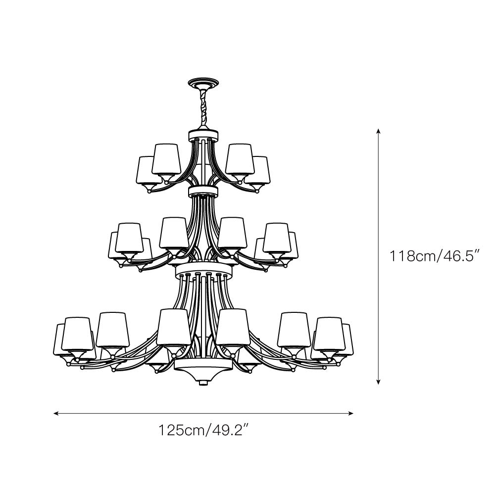 Enclave Chandelier – Antique Brass Multi-Tier Glass Shade Statement Light