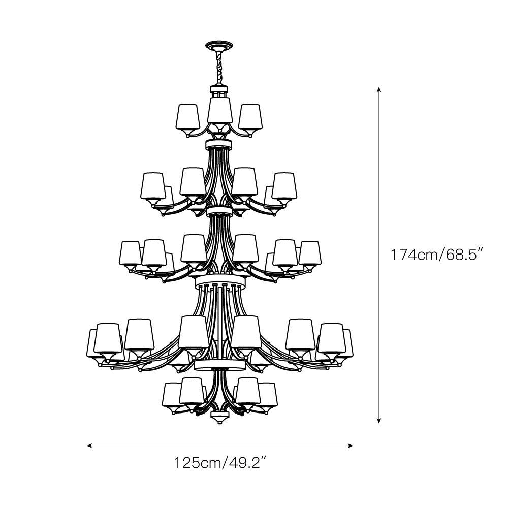 Enclave Chandelier – Antique Brass Multi-Tier Glass Shade Statement Light