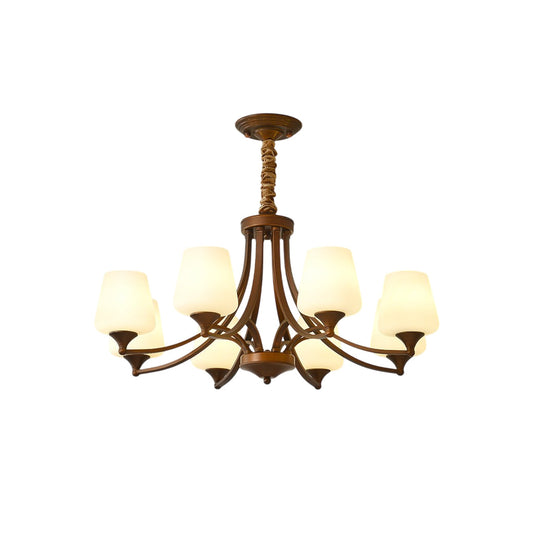 Enclave Chandelier – Antique Brass Multi-Tier Glass Shade Statement Light