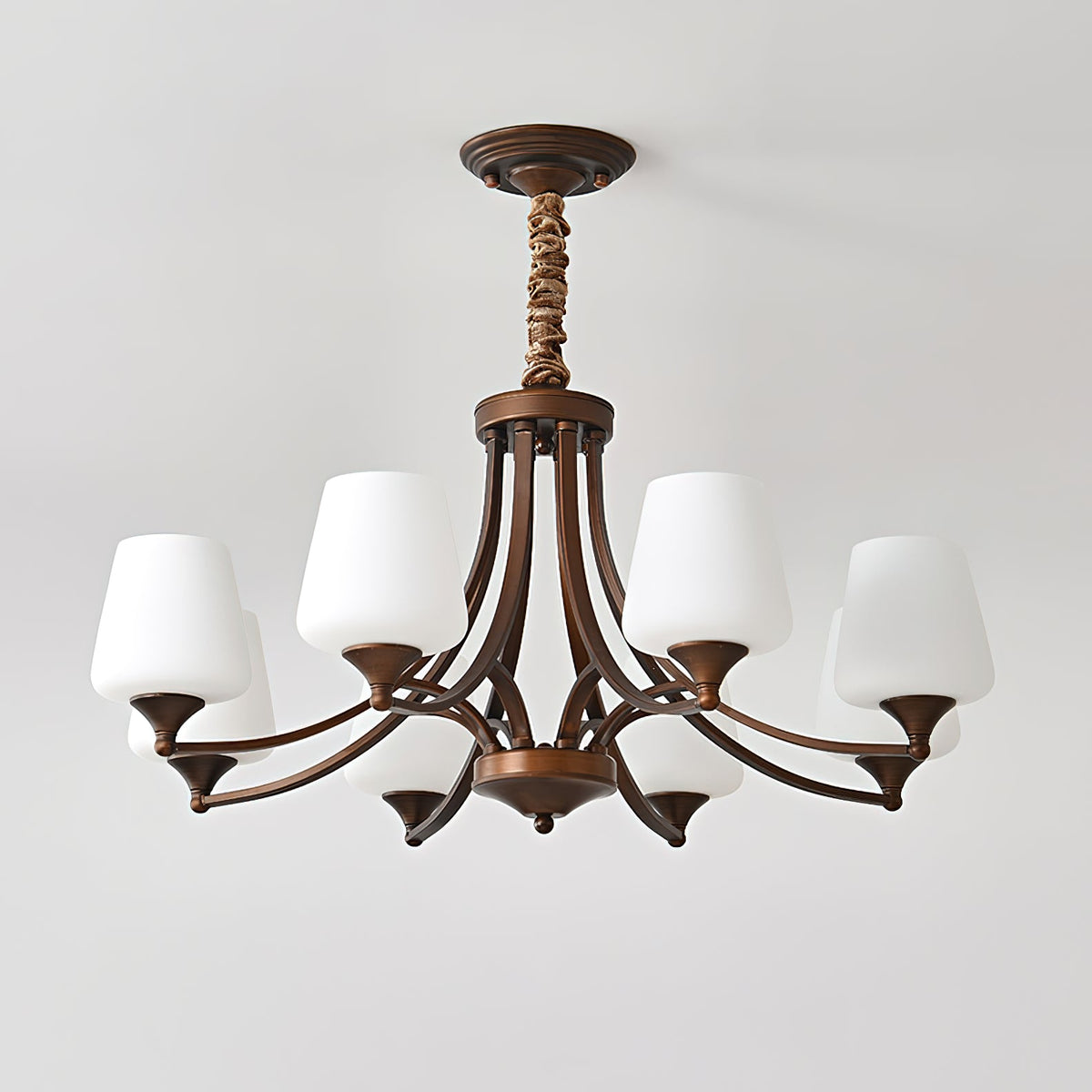 Enclave Chandelier – Antique Brass Multi-Tier Glass Shade Statement Light