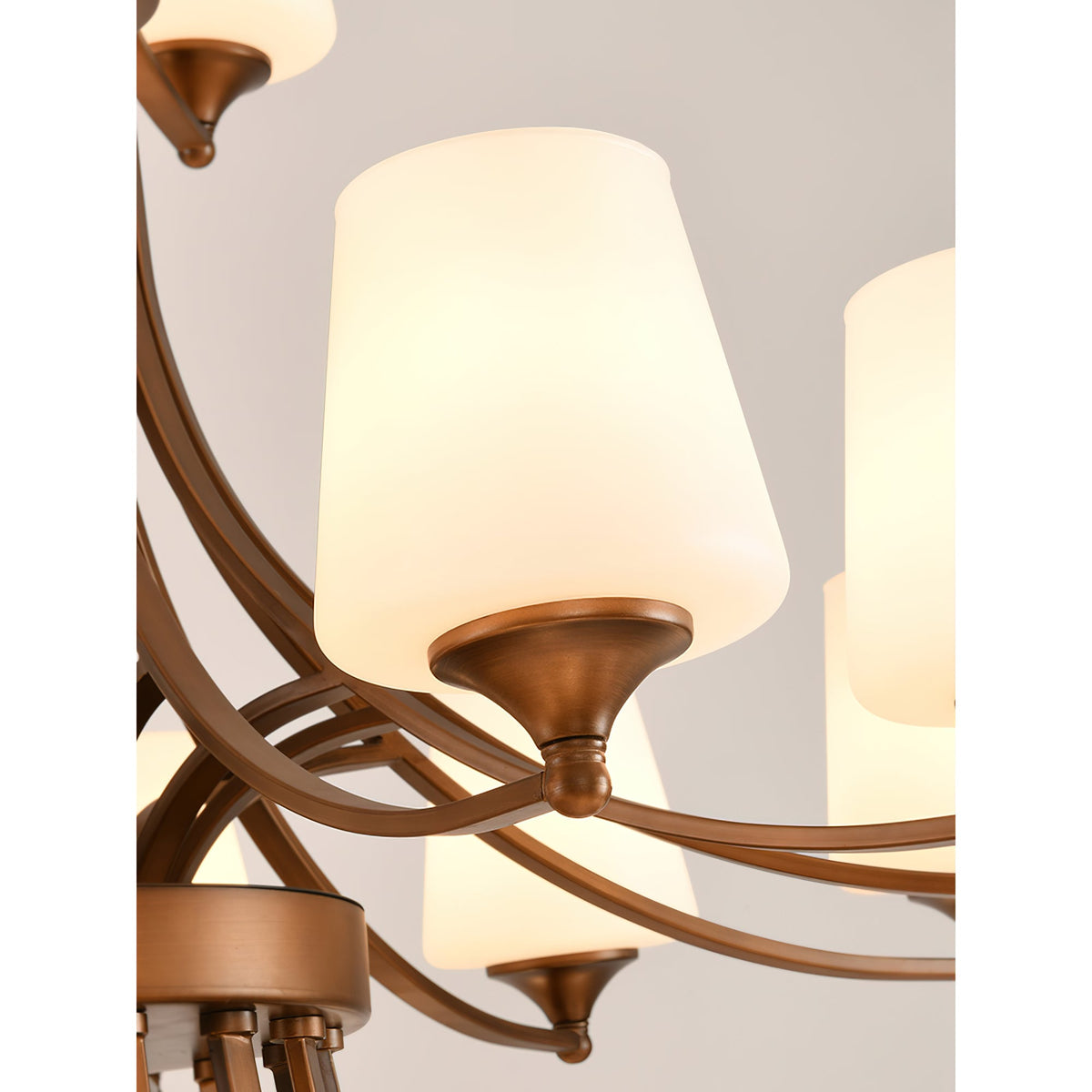 Enclave Chandelier – Antique Brass Multi-Tier Glass Shade Statement Light