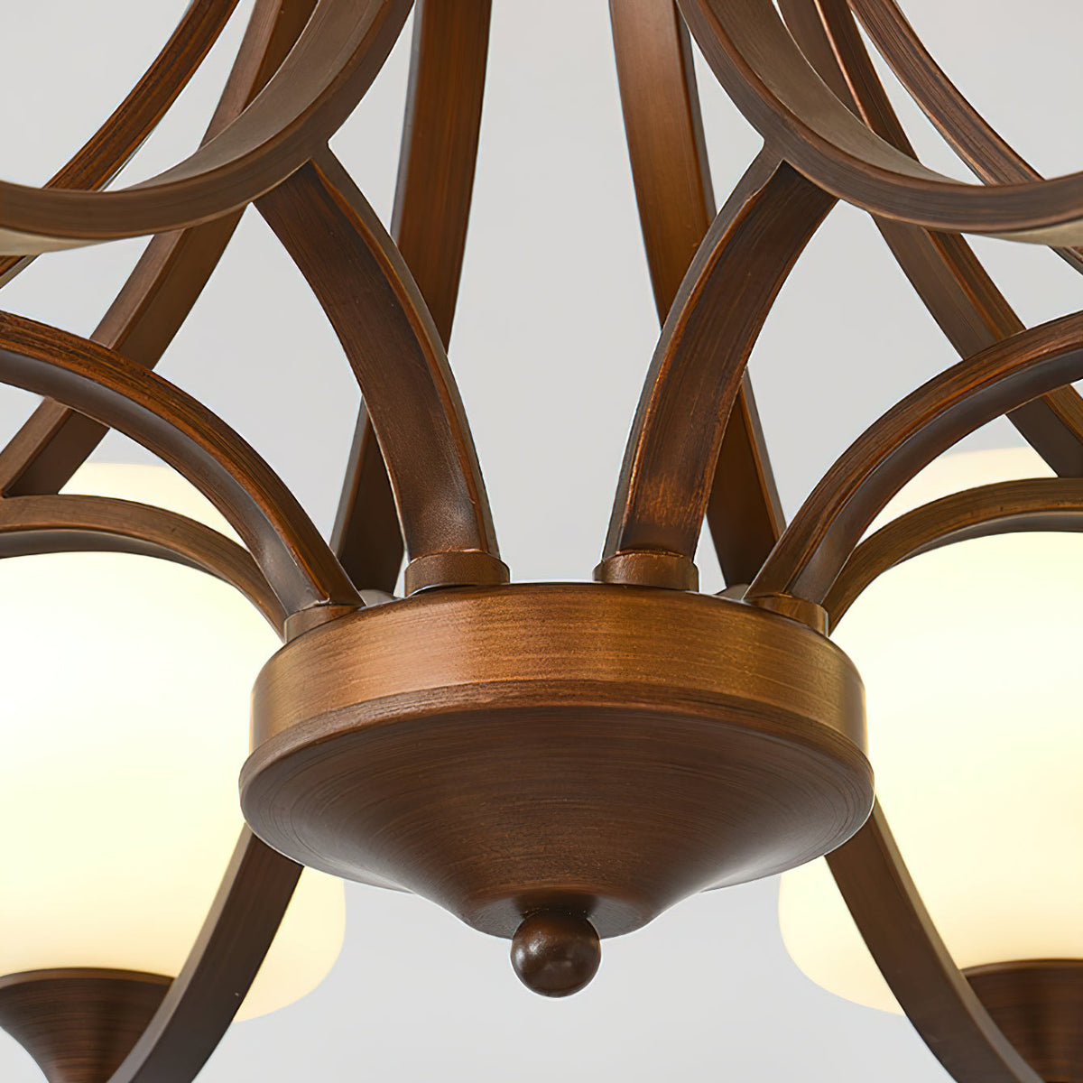 Enclave Chandelier – Antique Brass Multi-Tier Glass Shade Statement Light