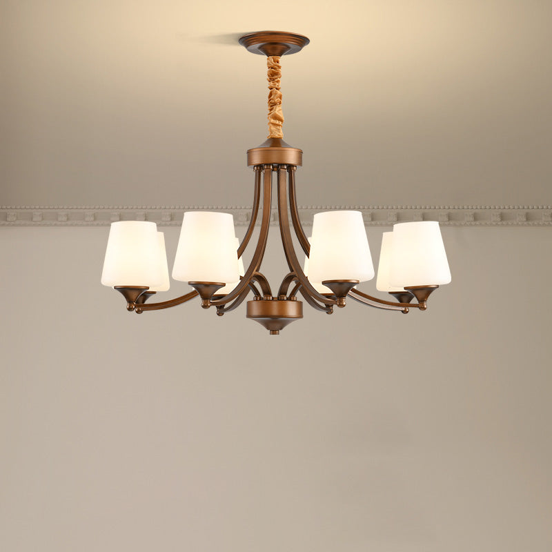 Enclave Chandelier – Antique Brass Multi-Tier Glass Shade Statement Light