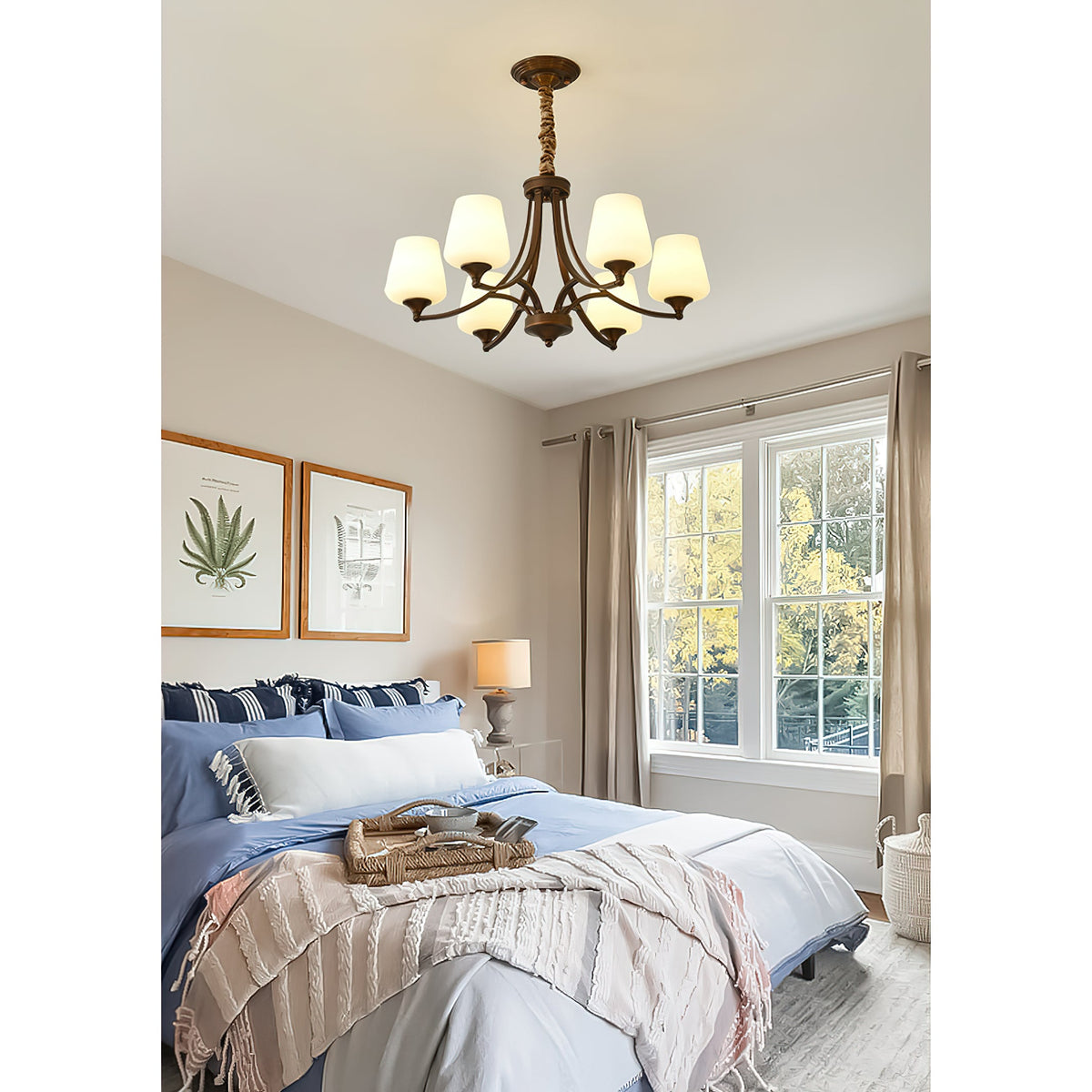 Enclave Chandelier – Antique Brass Multi-Tier Glass Shade Statement Light