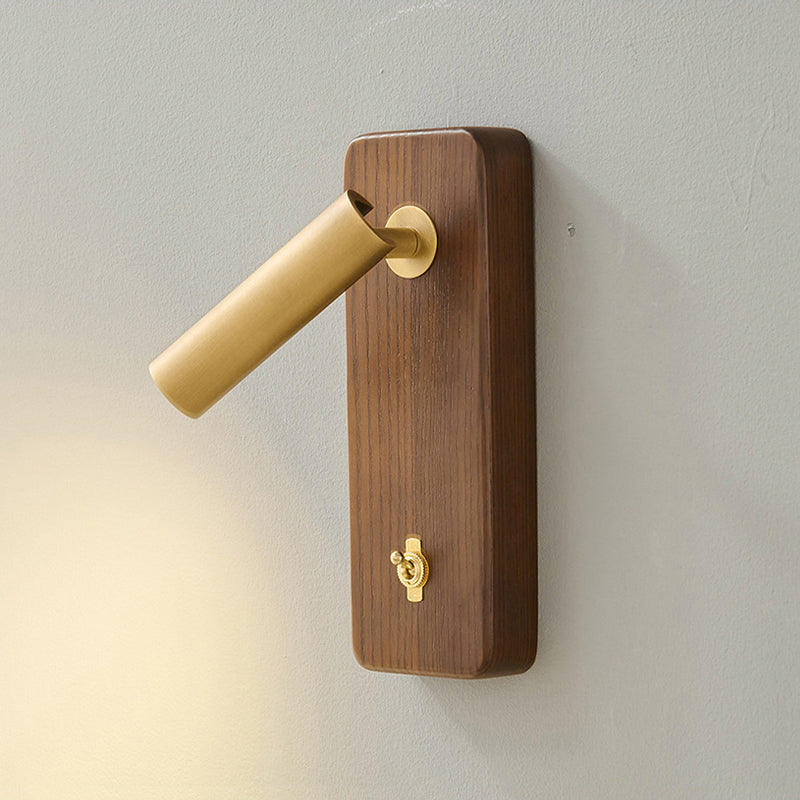 Enna Surface Wall Lamp – Modern Ash Wood & Brass Adjustable Reading Light