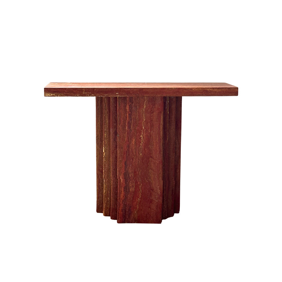 Epic Travertine Table – Monolithic Red Travertine Italian Console Table