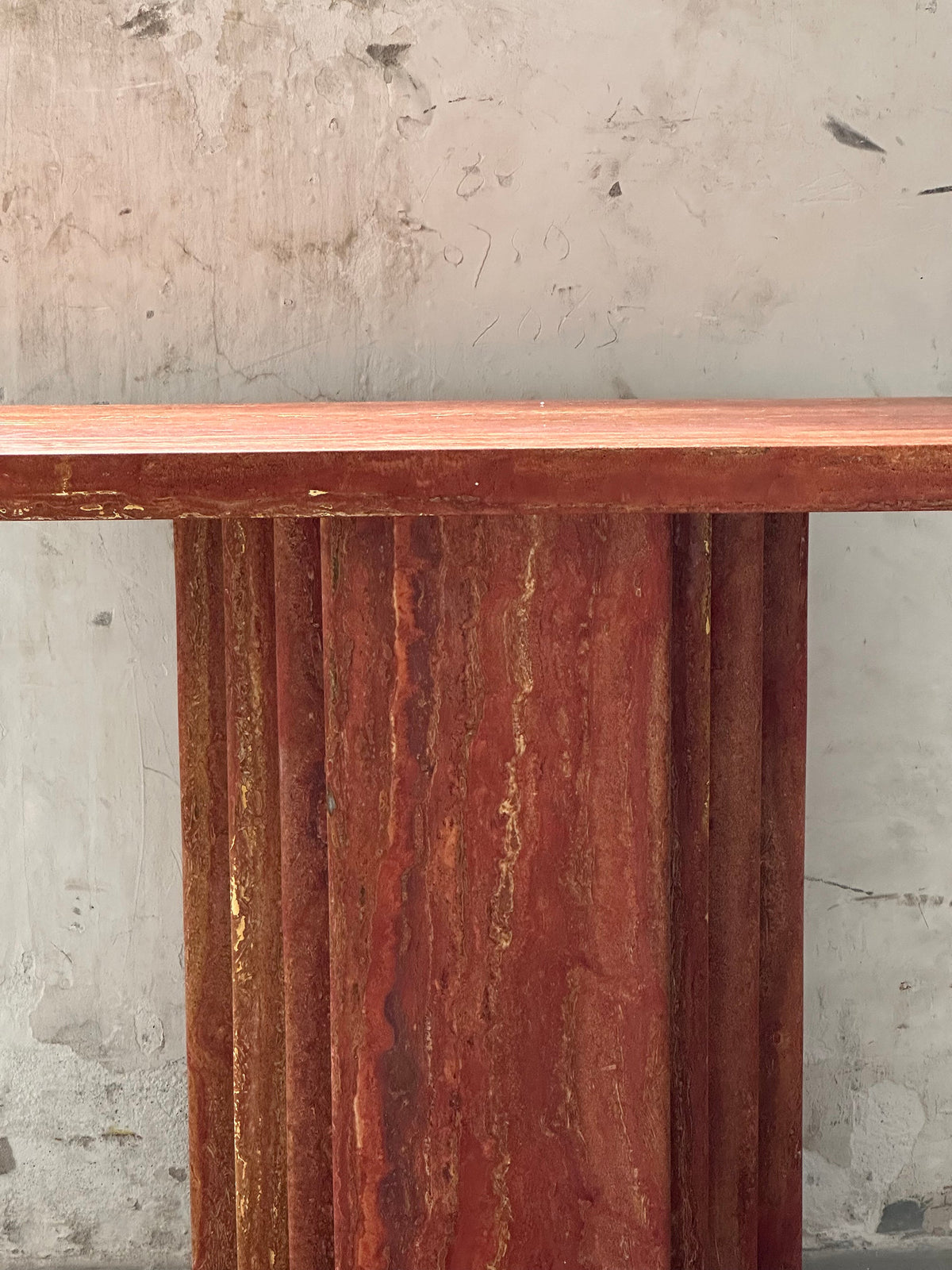 Epic Travertine Table – Monolithic Red Travertine Italian Console Table