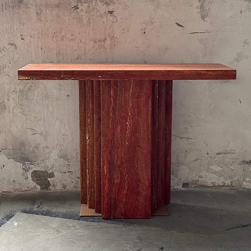 Epic Travertine Table – Monolithic Red Travertine Italian Console Table
