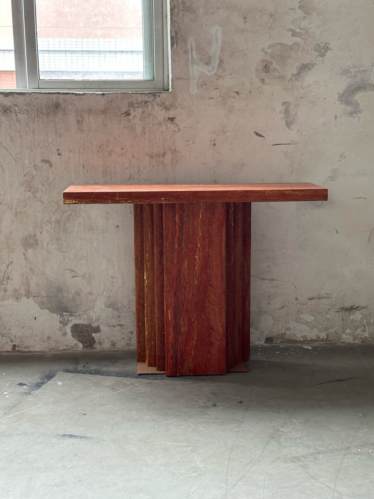 Epic Travertine Table – Monolithic Red Travertine Italian Console Table