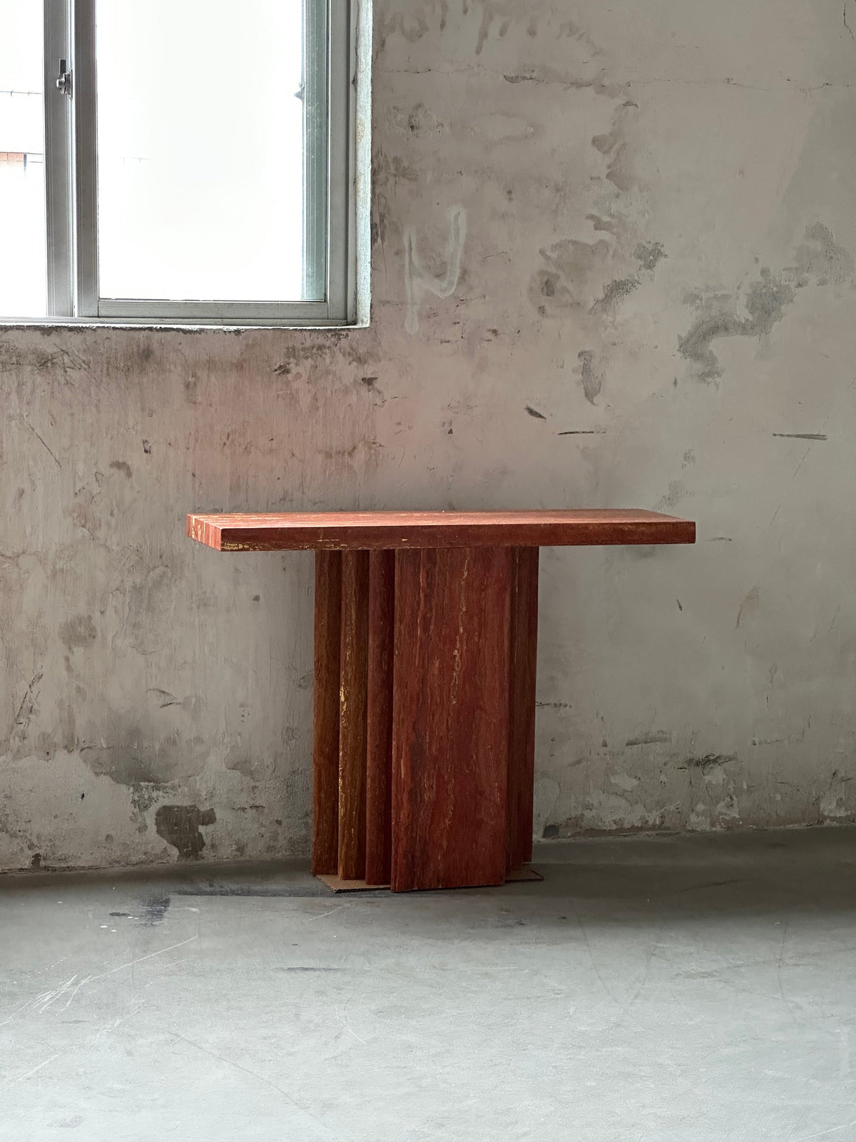 Epic Travertine Table – Monolithic Red Travertine Italian Console Table