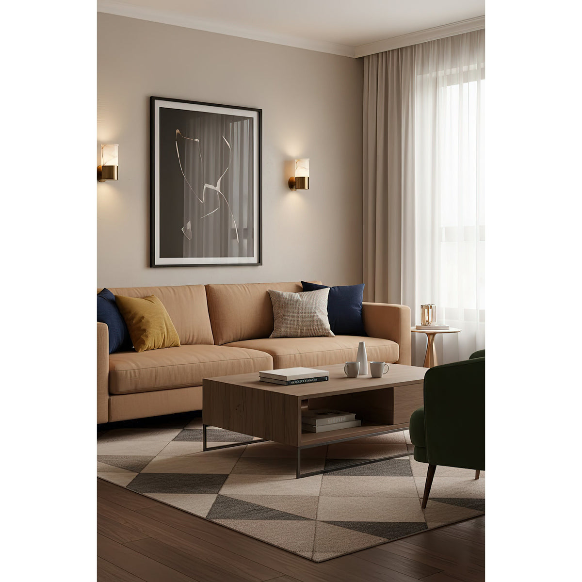 Erato Alabaster Wall Lamp – Modern Brass & Natural Stone Sconce
