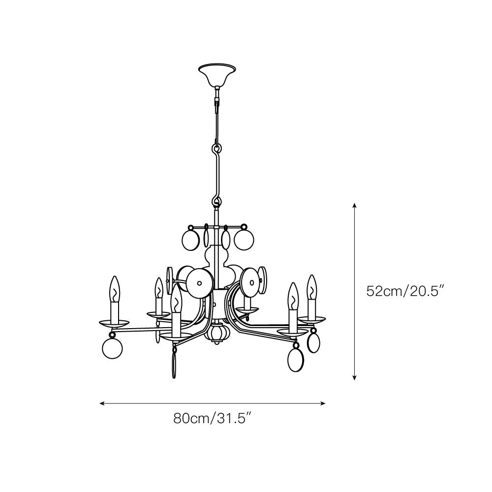 Erik Hoglund Chandelier – Wrought Iron & Blown Glass Medallion Ceiling Light