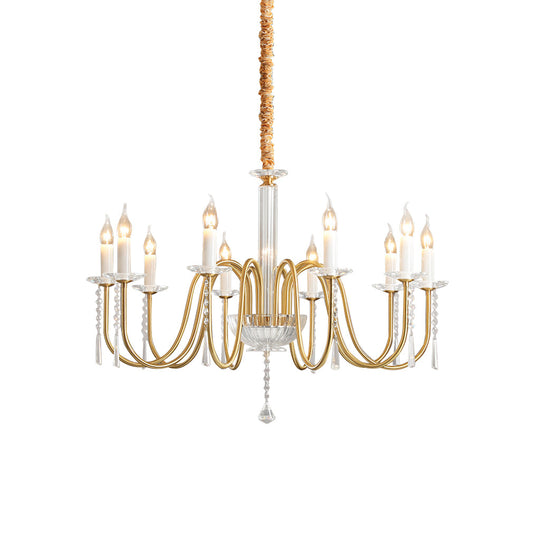 Esmery Chandelier – Contemporary Brass & Clear Crystal Statement Ceiling Light