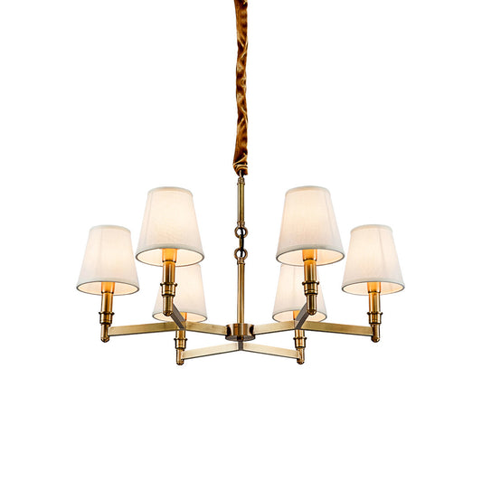 Estense Chandelier – Baroque Brass & Fabric Shade Statement Ceiling Light