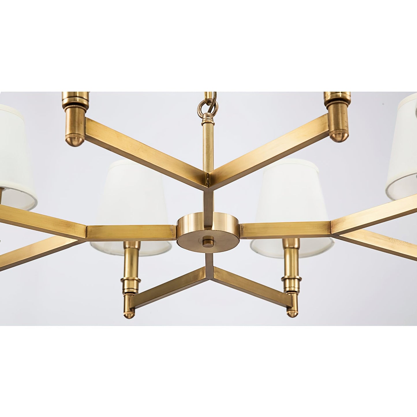 Estense Chandelier – Baroque Brass & Fabric Shade Statement Ceiling Light