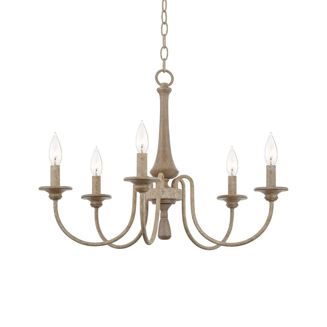 Ethbun Chandelier – Antique Hand-Carved Wood & Iron Candelabra Ceiling Light