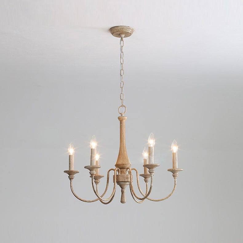 Ethbun Chandelier – Antique Hand-Carved Wood & Iron Candelabra Ceiling Light