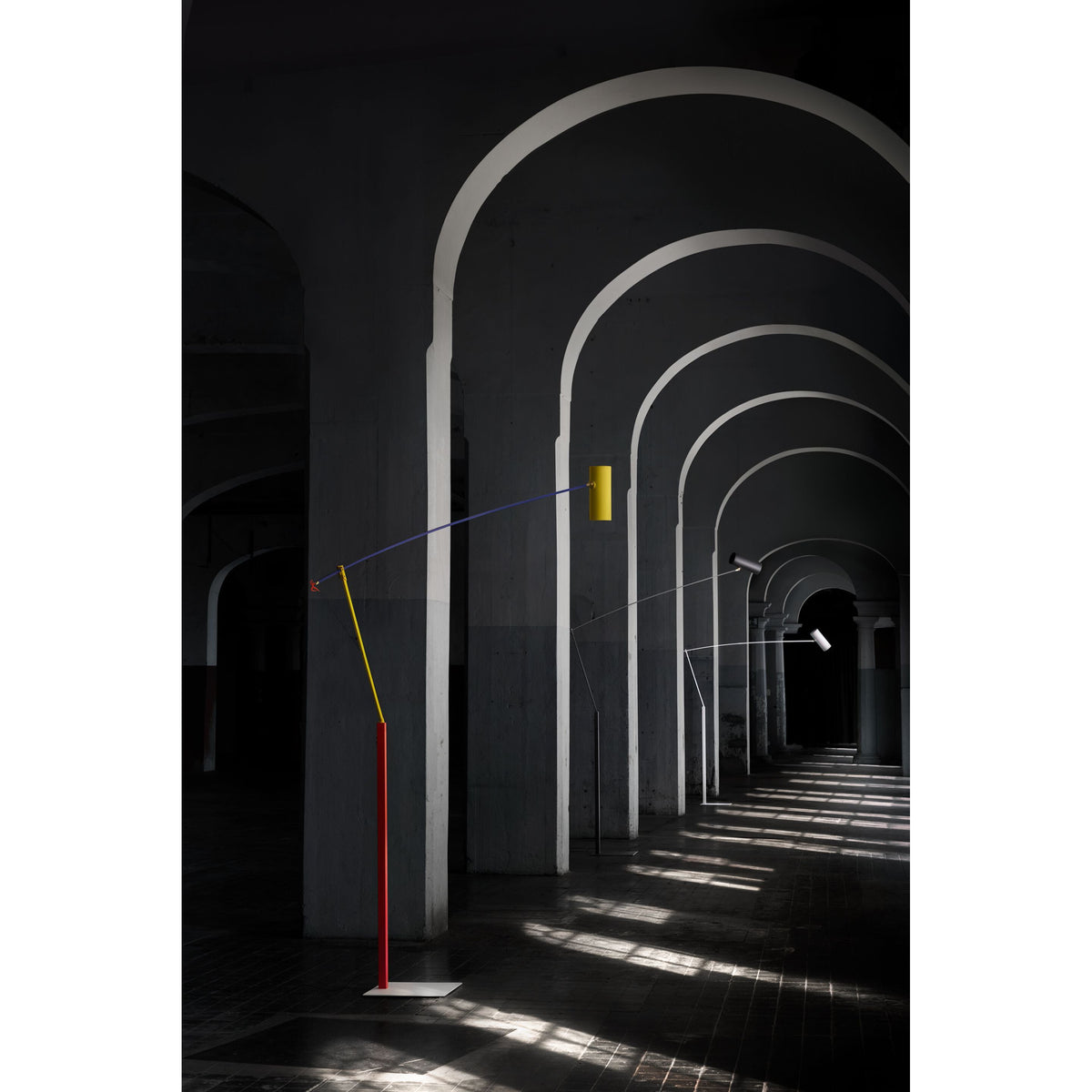 Ettorino Floor Lamp – Postmodern Articulated Primary Color Standing Light