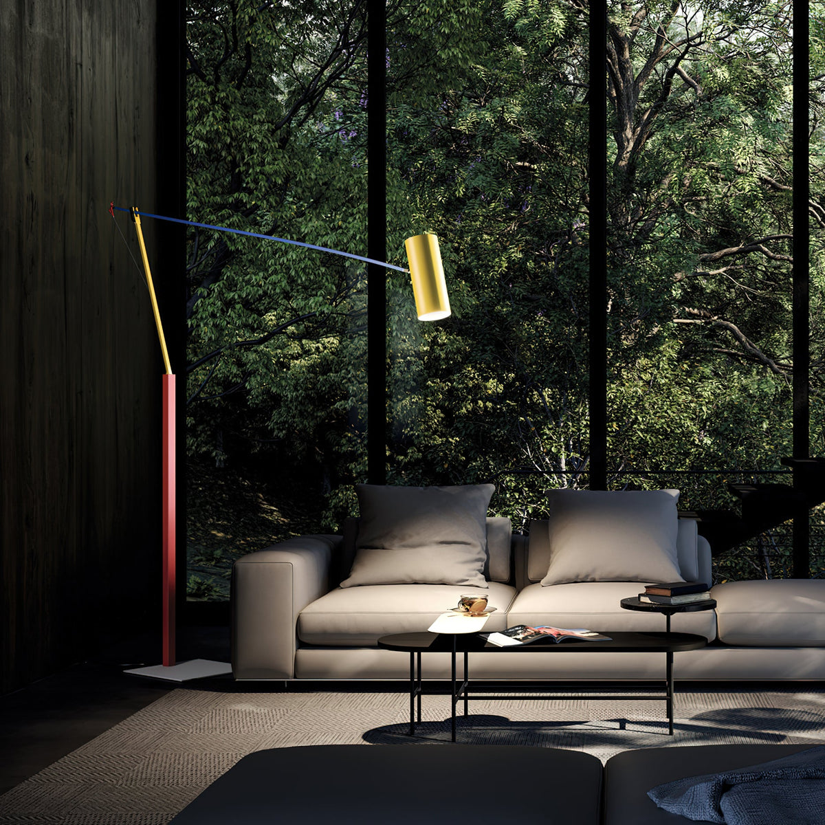 Ettorino Floor Lamp – Postmodern Articulated Primary Color Standing Light