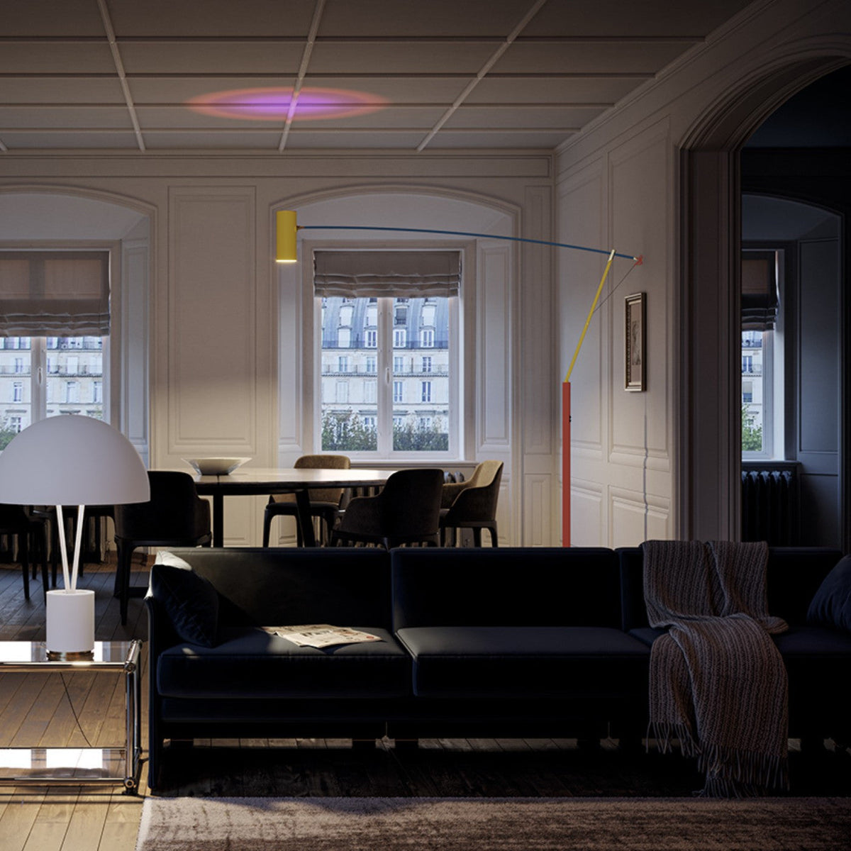 Ettorino Floor Lamp – Postmodern Articulated Primary Color Standing Light