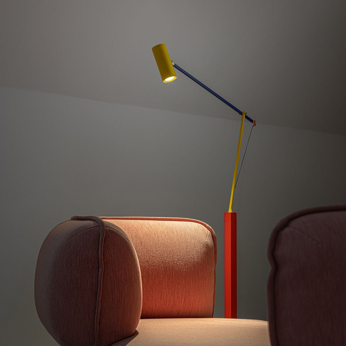 Ettorino Floor Lamp – Postmodern Articulated Primary Color Standing Light