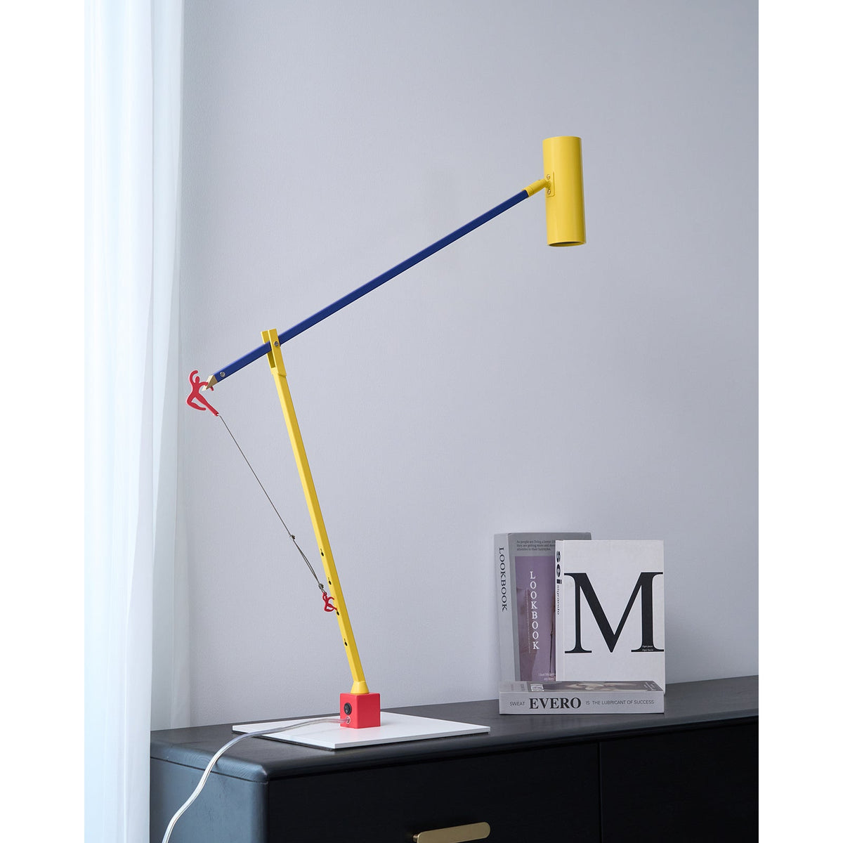 Ettorino Table Lamp – Postmodern Articulated Primary Color Desk Light
