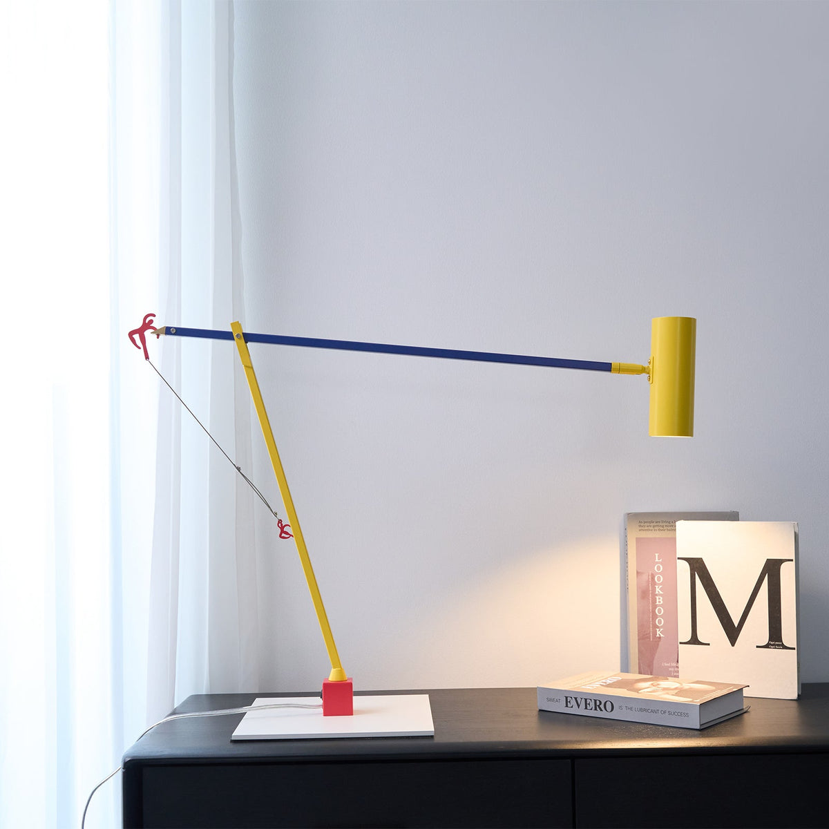Ettorino Table Lamp – Postmodern Articulated Primary Color Desk Light
