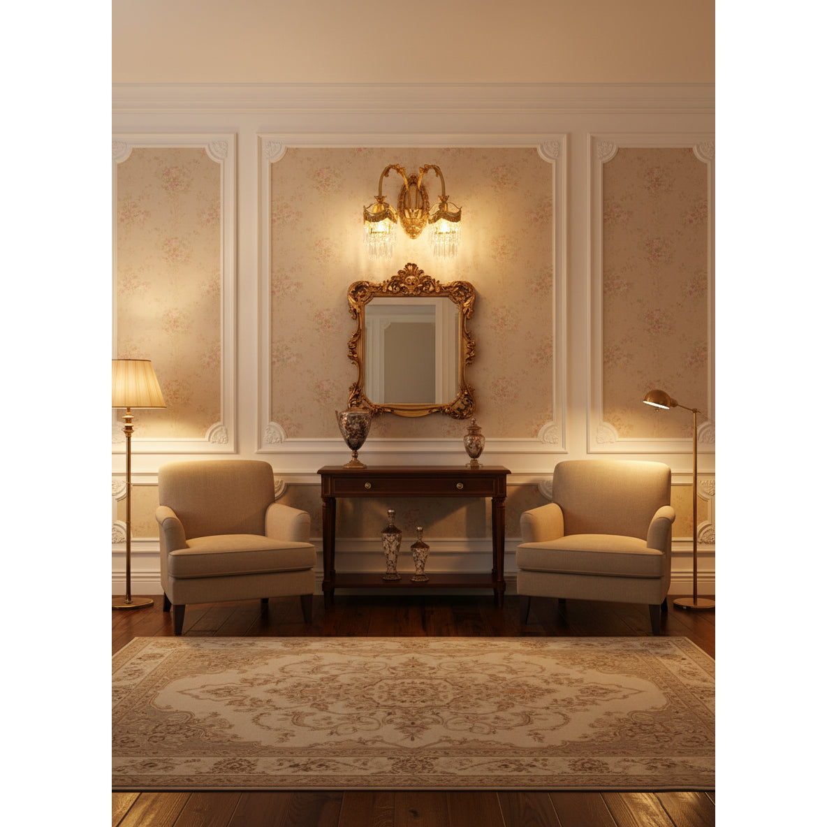 Evangeline Brass Wall Lamp – French Provincial Crystal Sconce