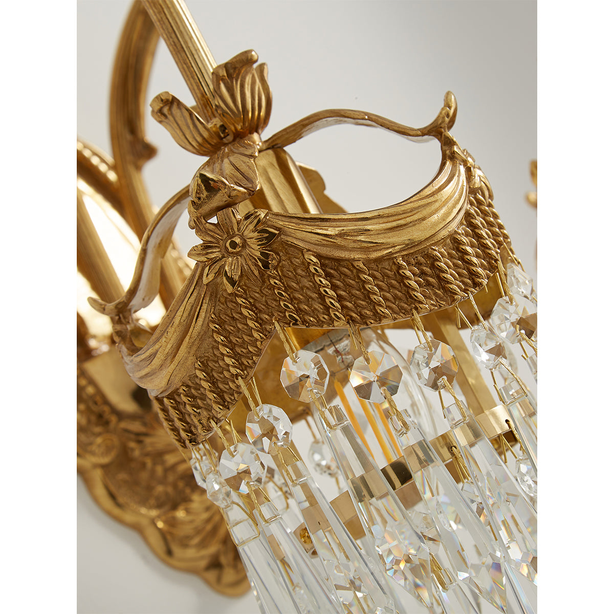 Evangeline Brass Wall Lamp – French Provincial Crystal Sconce
