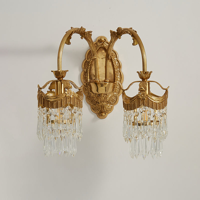 Evangeline Brass Wall Lamp – French Provincial Crystal Sconce