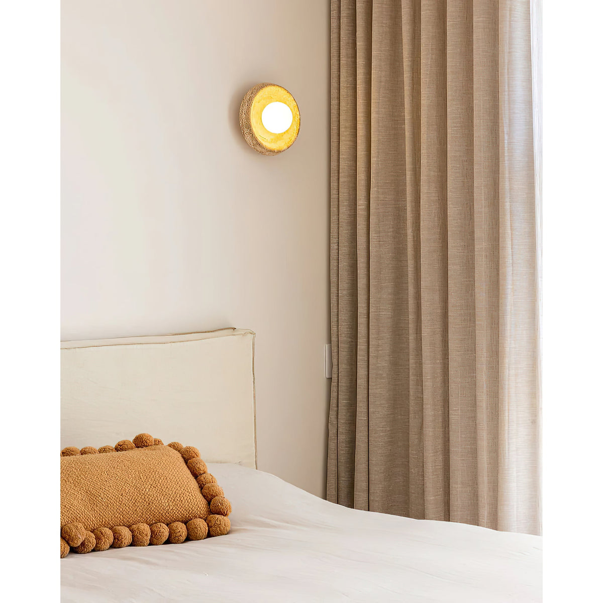 Faro Travertine Wall Lamp - Natural Beige Travertine & Opal Glass Wall Sconce