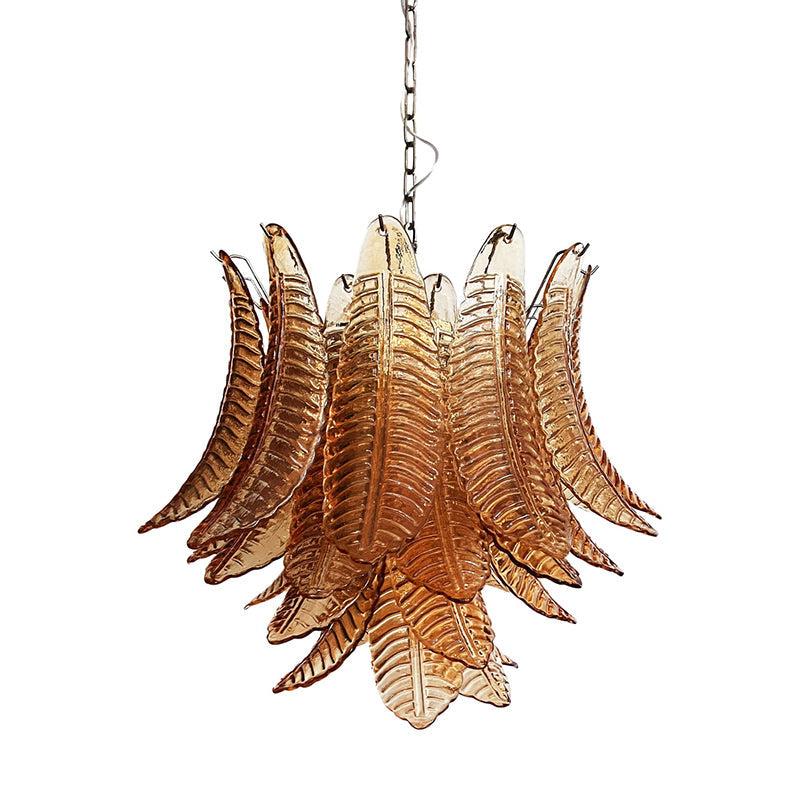 Felci Glass Chandelier – Organic Cascading Glass Leaf Ceiling Light