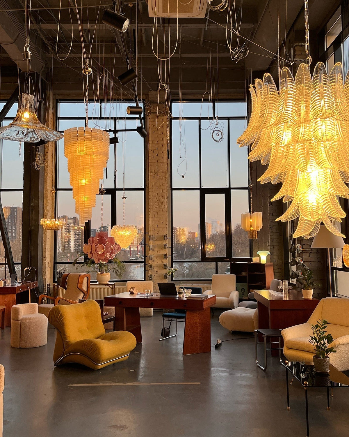 Felci Glass Chandelier – Organic Cascading Glass Leaf Ceiling Light